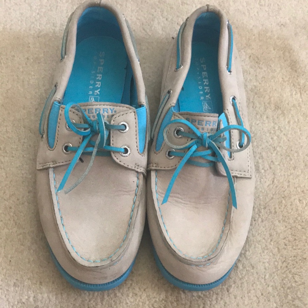 Sperry Blue And Tan Boating Shoes  Size 4M